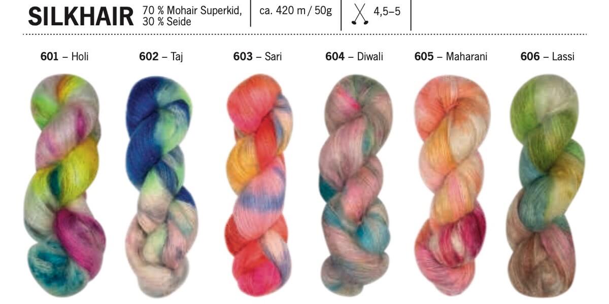 Silkhair Hand-Dyed handgefärbte Wolle und Garn Farbkarte