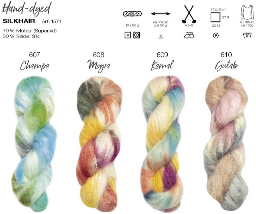 Silkhair Hand-Dyed handgefärbte Wolle und Garn Farbkarte Teil 2
