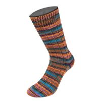 6003 - Camel/Mokka/Dunkelgrün/Türkis/ Lachsorange/Flieder/Aubergine gestreift