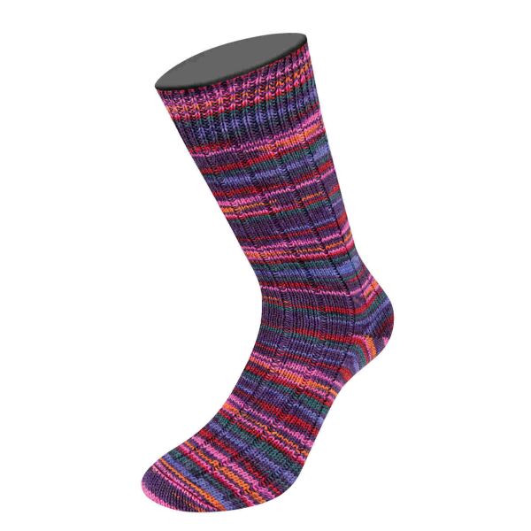 6004 - Dunkelviolett/Jeans/Rot/Orange/Pink/Dunkelgrün gestreift