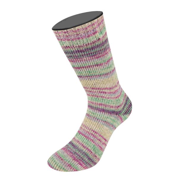 0915 - Beere/Grüngrau/Fuchsia/Hellgrün/Flieder/Rohweiß Gestreift