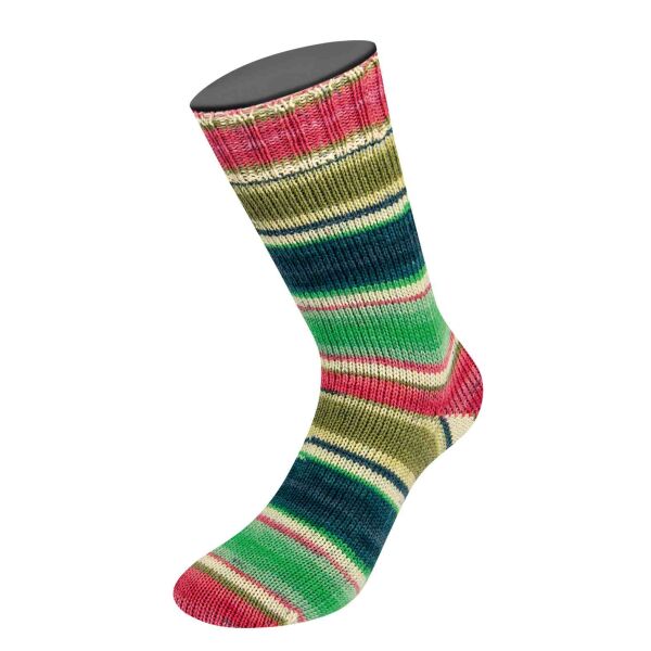 0924 - Himbeer/Erdbeer/Pink/Oliv/Ecru/Petrol Gestreift