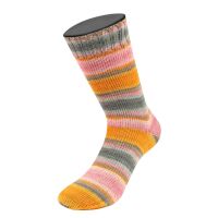 0132 - Orange/Dottergelb/Lachsorange/Grau/Graubeige/ Zartrosa/Rosa/Nelke/Hellgrau Gestreift