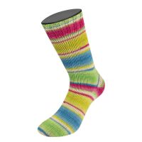 0923 - Fuchsia/Pink/Limette/Ecru/Maigrün Gestreift