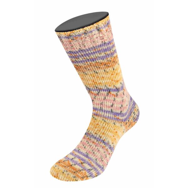 0927 - Ecru/Gelb/Zartgelb/Flieder/Orange/Dunkelgrau Gestreift/Gesprenkelt