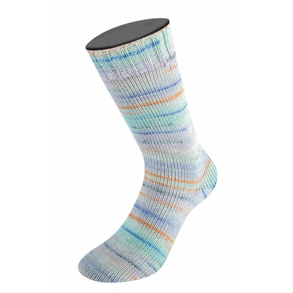 4128 - Helltürkis/Orange/Creme/Pastellblau/Blau/ Dunkelgrün/Blasslila