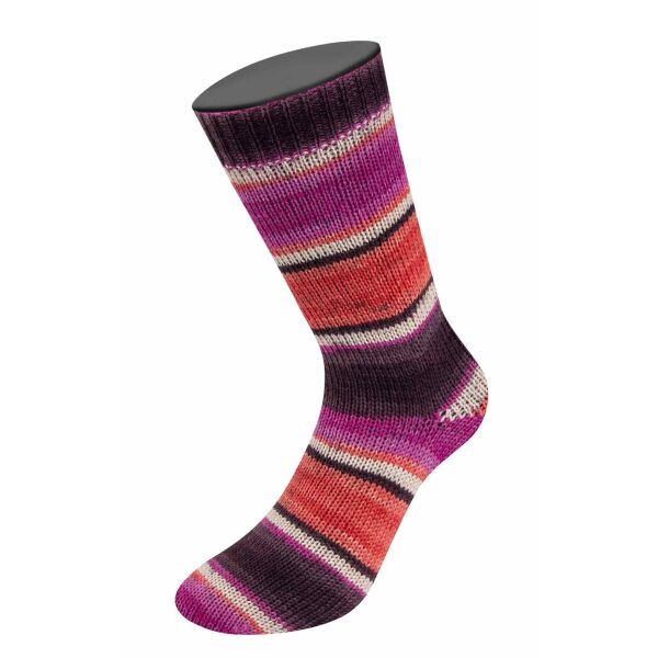0135 - Graubraun/Fuchsia/Ecru/Terrakotta/Orchidee Gestreif